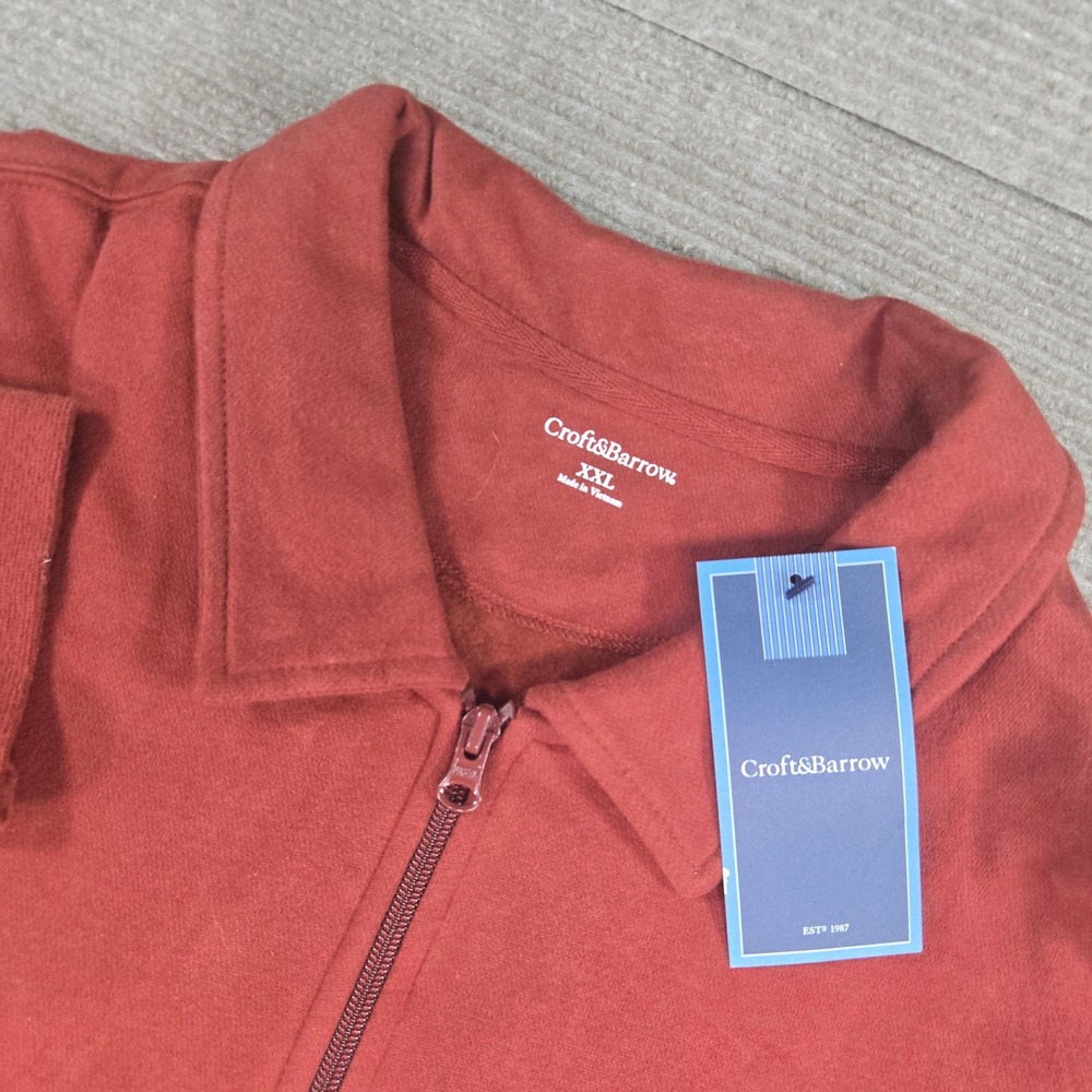 Croft & Barrow Mens XXL Cinnamon Stick Red Quarter Zip Pullover Sweatshirt